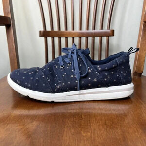 Toms Del Rey Navy Blue With Stars Sneakers size 9 Comfy Astrology Outerspace